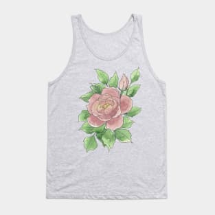 Pink Watercolor Rose Illustration Tank Top